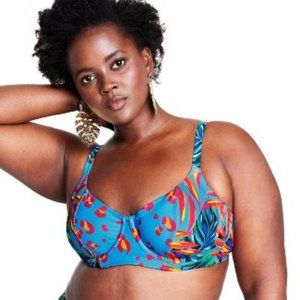 Women's Tropical/Leopard Print Underwire Bikini Top - Tabitha Brown